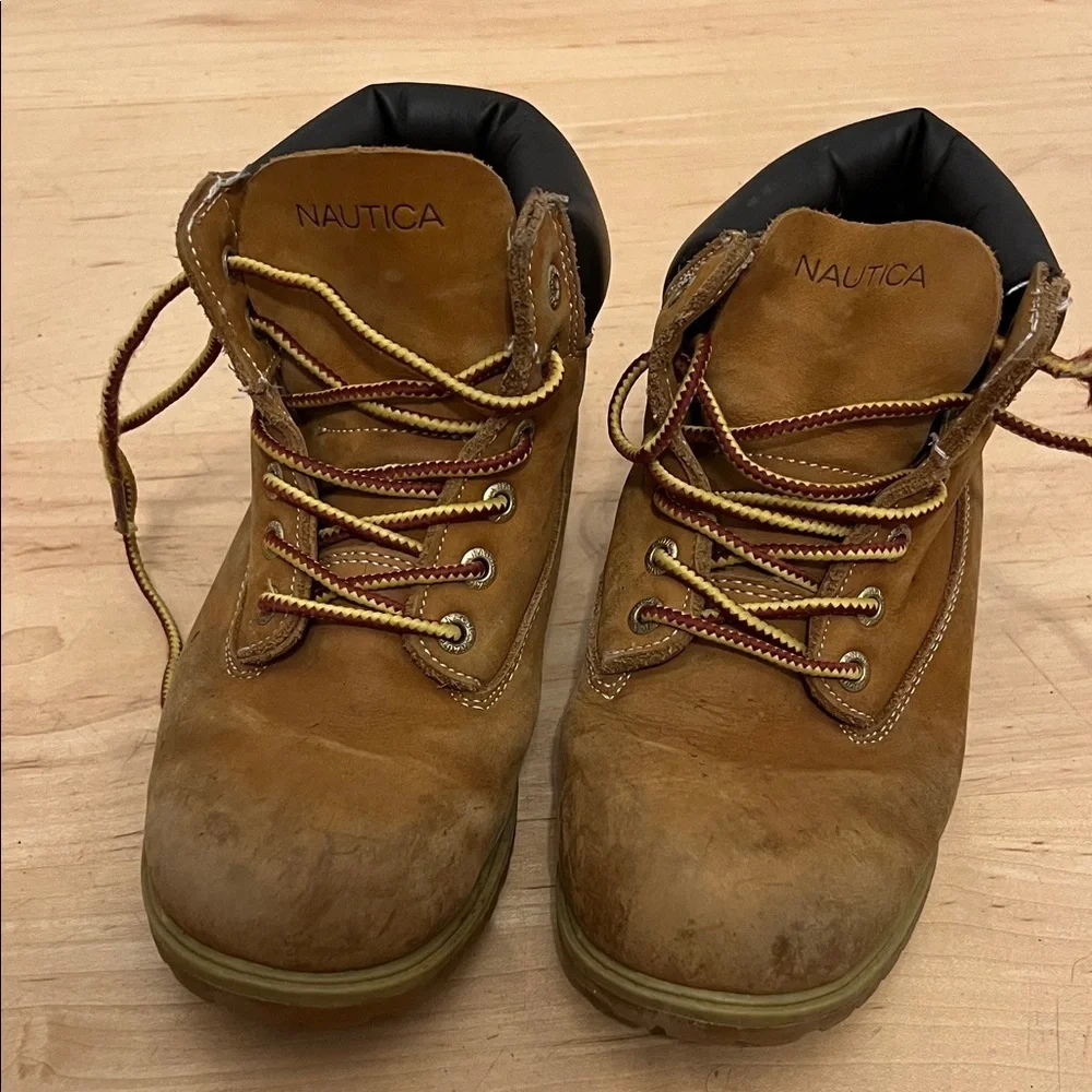 Nautica Tan Leather Boot with Yellow Accents